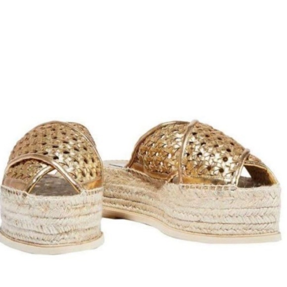 Stella McCartney Gold Wicker Flatform espadrilles Slides in gold size 9 - Picture 2 of 11